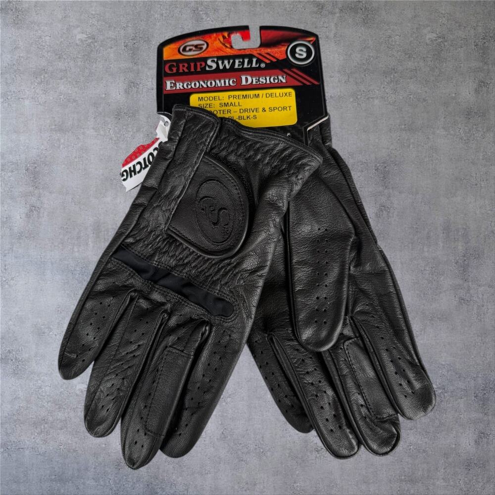 New GripSwell Ergonomic Deluxe Leather Shooting & Driving Gloves Sz Small Black